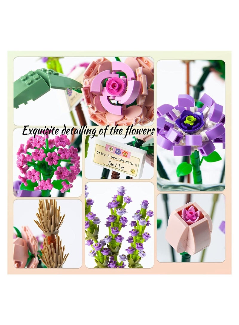 Wish Flower Bouquet Building Blocks, Flower Bouquet Building Kit, Flower Building Blocks, Artificial Flowers Building Toys Creative Project for Adults Botanical Collection Compatible with Lego 547 - Image 5