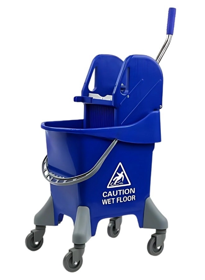 25L Heavy-Duty Mop Bucket with Down-Press Wringer & 360° Swivel Wheels – Commercial Cleaning Trolley for Restaurants, Offices, Hotels & Homes – Blue - Image 1