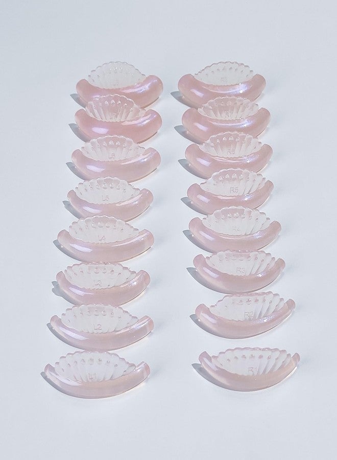 Libeauty Eyelash Lift Pads Reusable Super-sticky Lash Perm Rods 8 Pairs Silicon Pads Shell Shape Eyelash Lifting Shield DIY Use at Home or Salon Lash Curling Tool - Image 1
