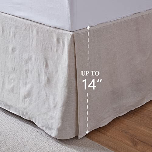 Simple&Opulence Belgian Linen Bed Skirt with Classic 14 inch Tailored Drop Dust Ruffle, Easy Fit Breathable Premium Natural Flax- Basic Linen, King - Image 3