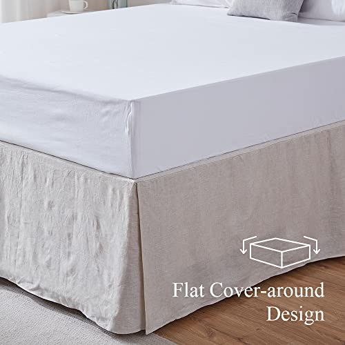 Simple&Opulence Belgian Linen Bed Skirt with Classic 14 inch Tailored Drop Dust Ruffle, Easy Fit Breathable Premium Natural Flax- Basic Linen, King - Image 2