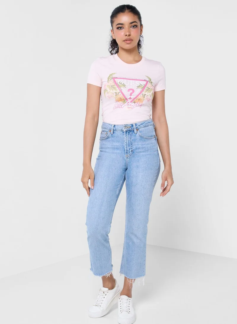 GUESS Crew Neck Printed T-Shirt