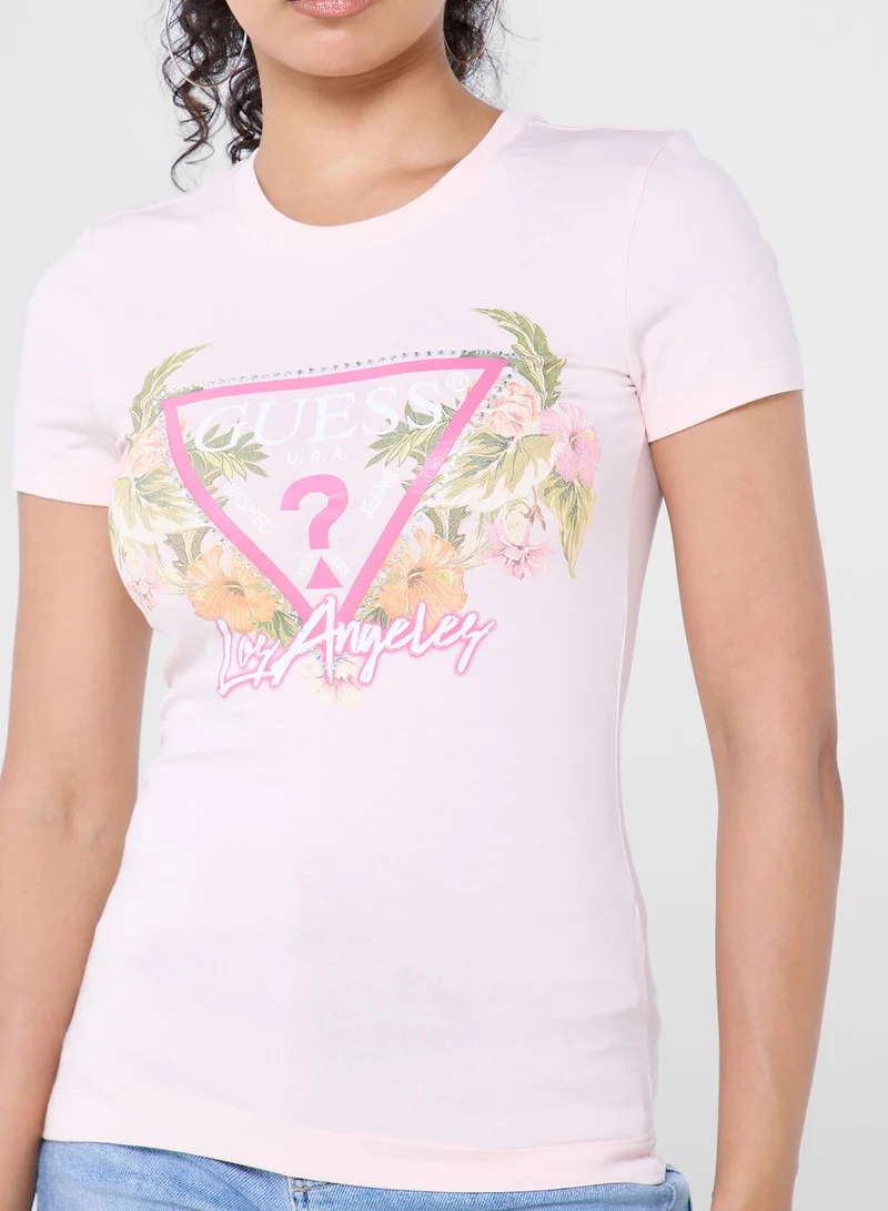 GUESS Crew Neck Printed T-Shirt