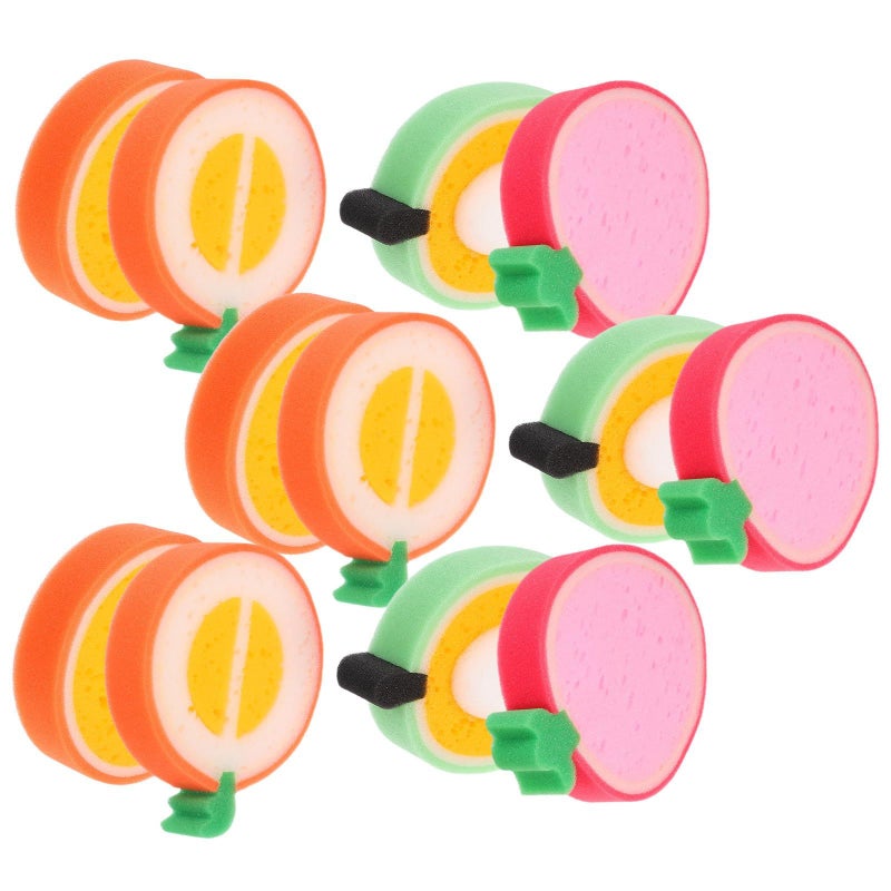 12Pcs Fruit Shaped Reusable Kitchen Sponges Thickened Scrub Pads Dishwashing Set - Image 2