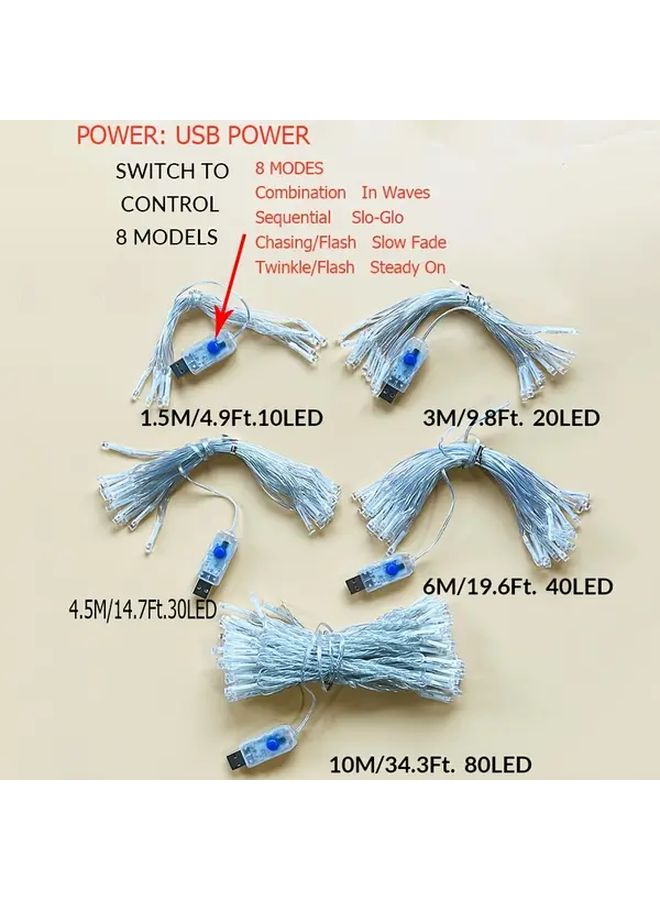 أضواء الجنية ذات وصلة USB 8 أوضاع تحكم عن بعد 14.76 قدم ضوء دافئ للداخل والخارج - Image 4