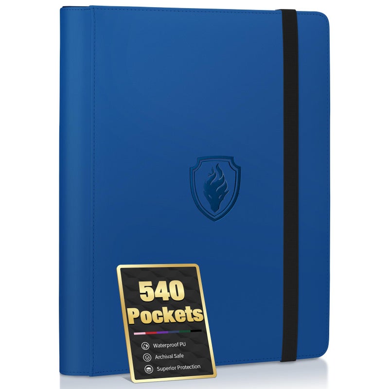 Fabmaker Premium 9 Pocket Card Binder for 540 Cards Fabmaker PU Cover Trading Card Binder Sturdy Card Collection Album Sleek Card Holder Folders for Game Cards Sports Cards Royal Blue - Image 2