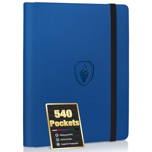 Fabmaker Premium 9 Pocket Card Binder for 540 Cards Fabmaker PU Cover Trading Card Binder Sturdy Card Collection Album Sleek Card Holder Folders for Game Cards Sports Cards Royal Blue - Image 1