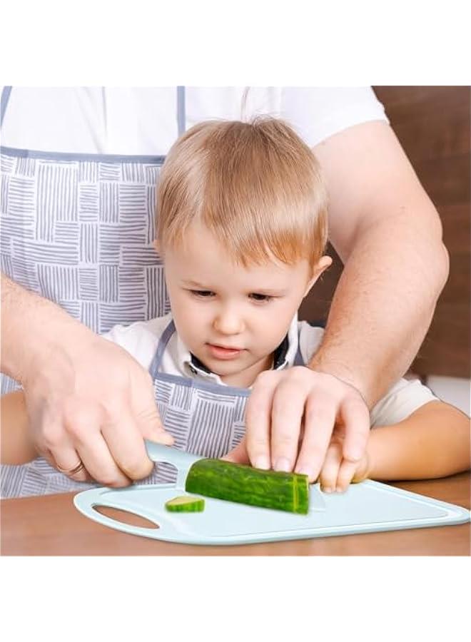 HOOKOR Kid-Safe Cake Knife Set for Real Cooking With Cutting Board, Plastic Knives, Plate & Fork, BPA-Free Kids Knives/Toddler Knives (Blue) - Image 3