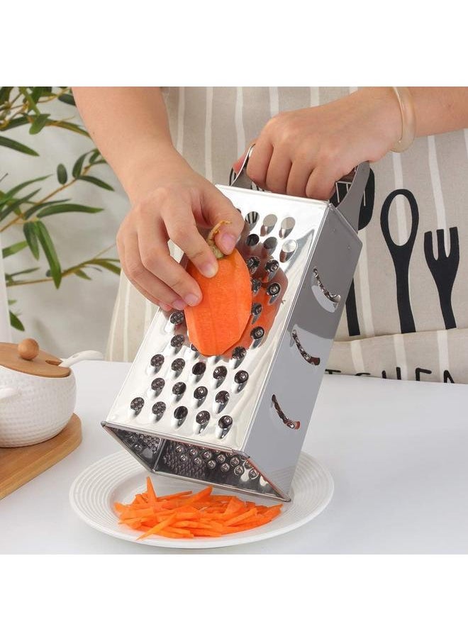Generic Cheese Grater Vegetable Slicer Stainless Steel with 4 Sides, 9.2 Inches Height Large Box Grater Best for Shredded Cheese, Ginger and Fruits-Silver  - Image 3
