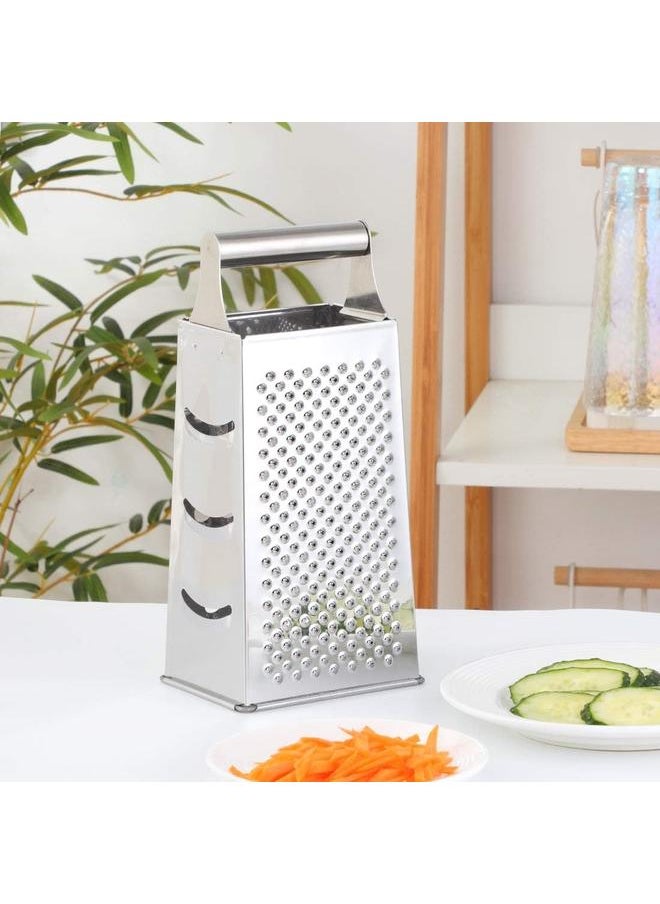 Generic Cheese Grater Vegetable Slicer Stainless Steel with 4 Sides, 9.2 Inches Height Large Box Grater Best for Shredded Cheese, Ginger and Fruits-Silver  - Image 2