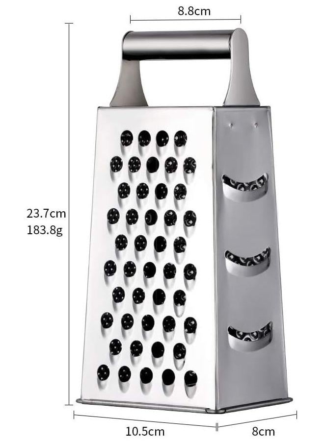 Generic Cheese Grater Vegetable Slicer Stainless Steel with 4 Sides, 9.2 Inches Height Large Box Grater Best for Shredded Cheese, Ginger and Fruits-Silver  - Image 5