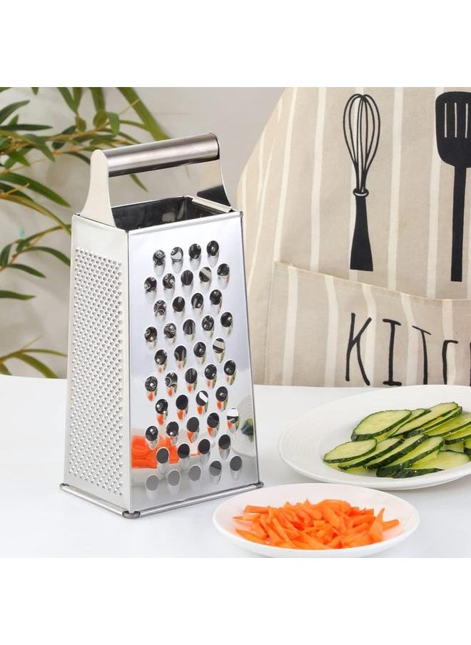 Generic Cheese Grater Vegetable Slicer Stainless Steel with 4 Sides, 9.2 Inches Height Large Box Grater Best for Shredded Cheese, Ginger and Fruits-Silver  - Image 4