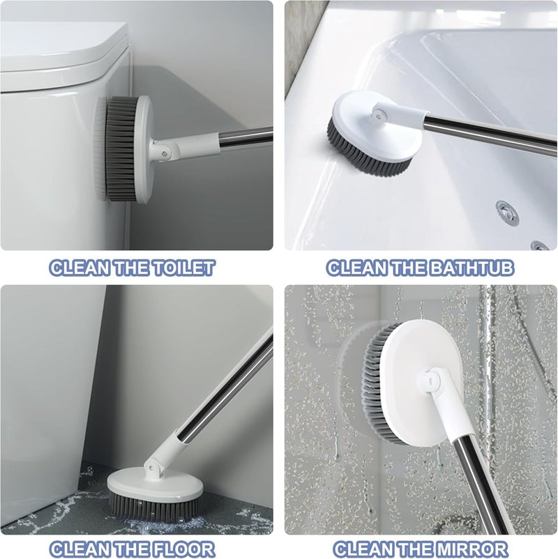 Noridy Silicone Toilet Brush with Holder Set Free Stand Sleek Toilet Cleaner Brush with Ventilated Drying Stand and Adhesive Wall Mounted Toilet Cleaning Floor Scrubber Brushes - Image 5