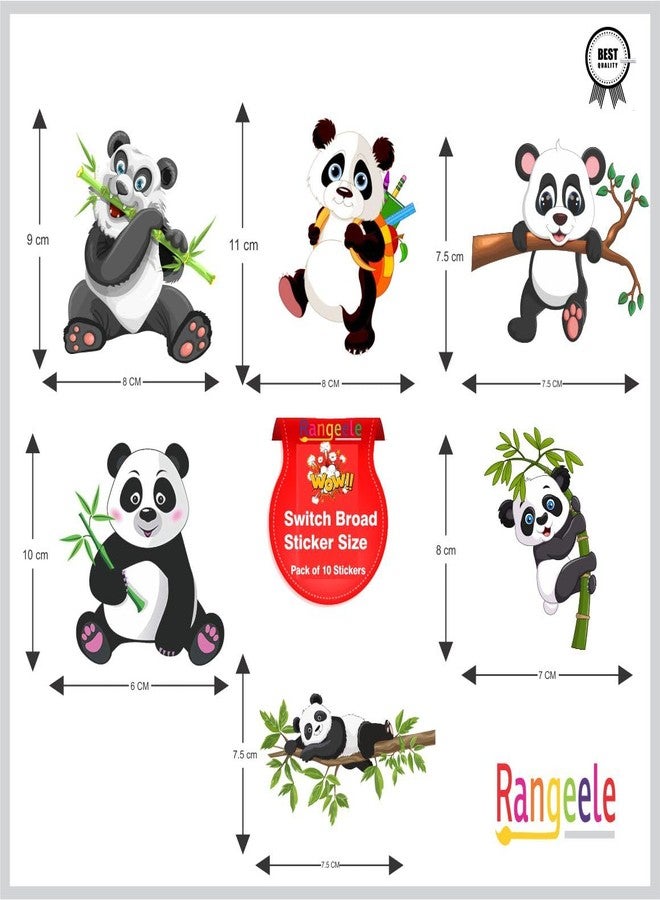 Rangeele Cute Panda Switch Board Panel Stickers for Home and Office - Total Pack Off -10 Designs - Image 2