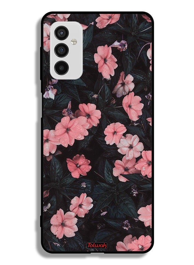Tolwak Samsung Galaxy M52 5G Protective Case Cover Peach Small Roses - Image 2