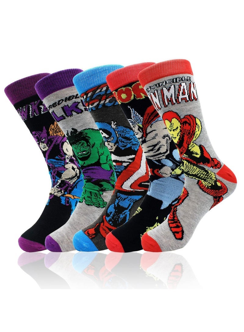 Pack Marvel Cartoon Funny Socks, Crazy Socks Novelty Colorful Avengers Superhero Crew Socks, Character Crew Socks for Men  - Image 1
