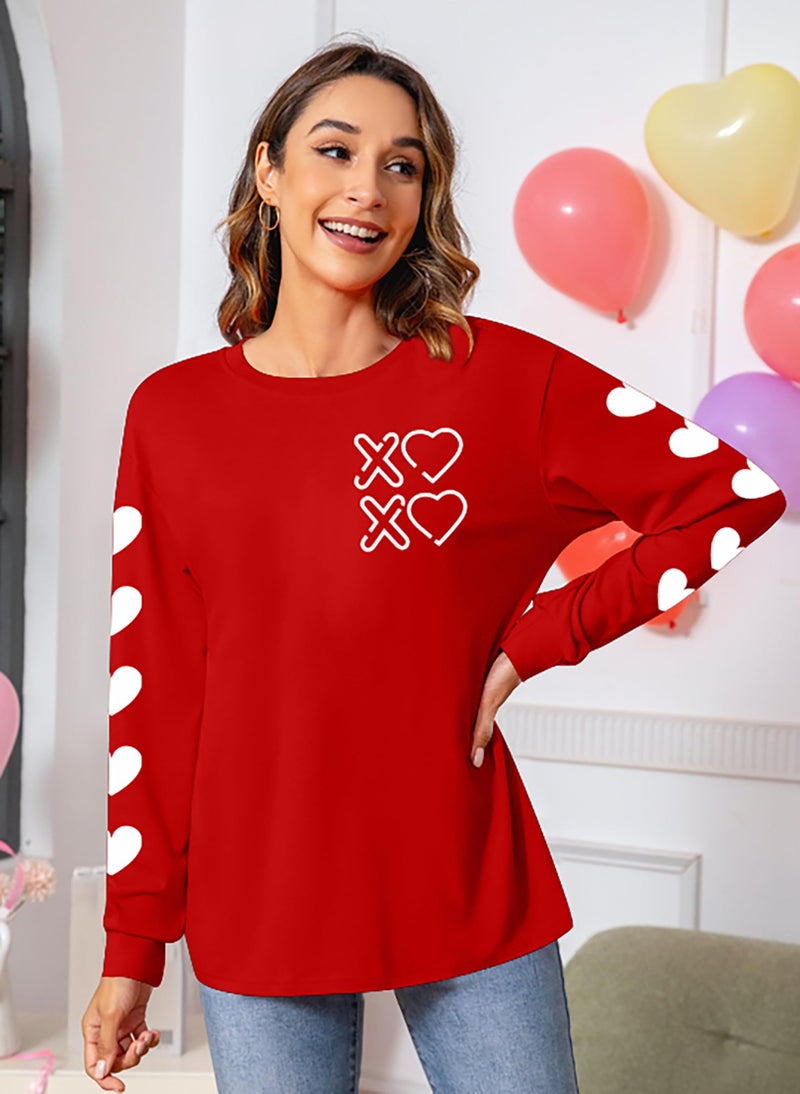 CAZYCHILD Valentines Day Shirt for Women: Love Heart Graphic Long Sleeve Valentine Pullover Tops Casual Valentines Gifts - Image 4