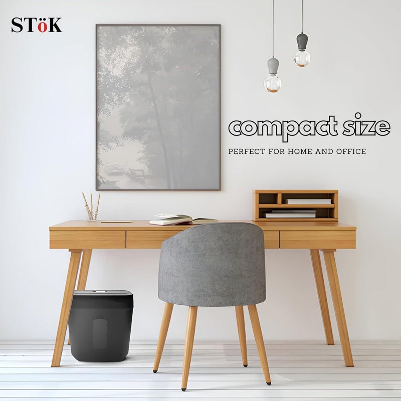 SToK STöK (ST-25CC) ماكينة تمزيق ورق تقطع 8 أوراق للاستخدام المنزلي والمكتبي، مستوى أمان عالي P-4، ماكينة تمزيق بطاقات ائتمان هادئة مع نظام مقاوم للاختناق، سعة سلة 15 لتر (ضمان خارجي لمدة عام) - Image 5
