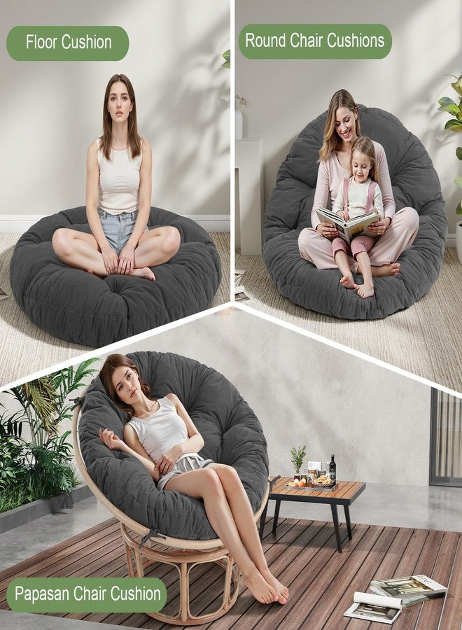 idee-home وسادة كرسي باباسان من إيدي هوم، وسادة دائرية لكرسي باباسان بغطاء من المخمل (بدون كرسي) لكرسي الوعاء، 48 × 48 بوصة، رمادي داكن - Image 5