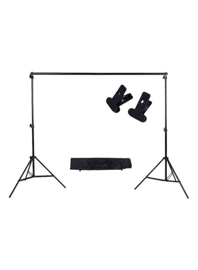 Adjustable Background Support Stand Photo Backdrop Crossbar Kit With Two Clamps Black - Image 2