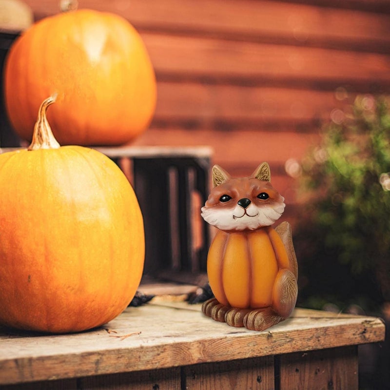 cheekyglo Halloween Animal Statue, Halloween Foxs Tortoise Owl Statue Ornaments, Halloween Pumpkin Animal Figurine, Home Decor Owl Decorations for Home Garden Patio Backyard Yard (A) - Image 1
