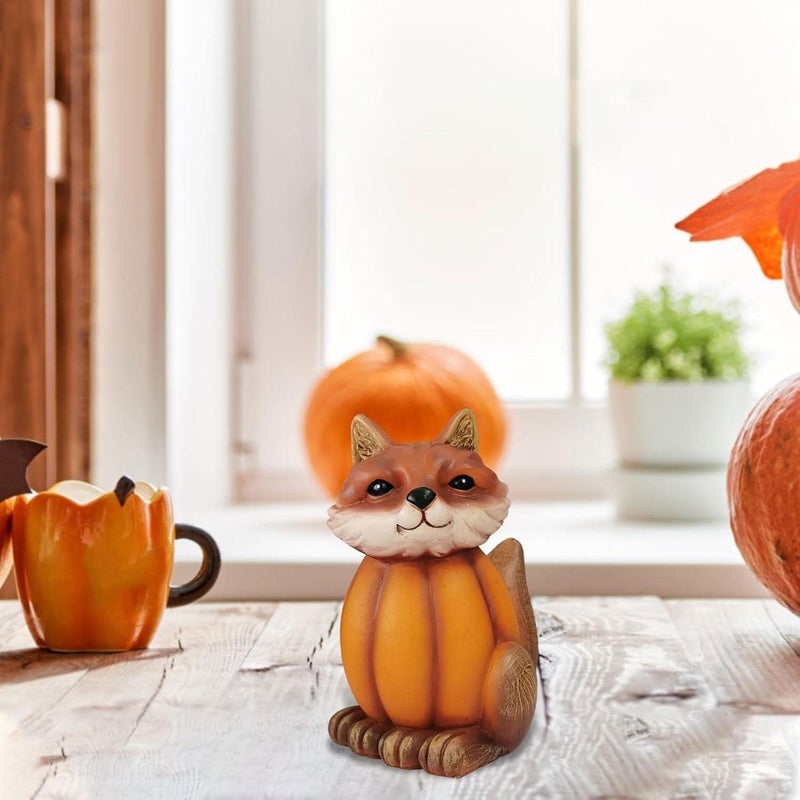 cheekyglo Halloween Animal Statue, Halloween Foxs Tortoise Owl Statue Ornaments, Halloween Pumpkin Animal Figurine, Home Decor Owl Decorations for Home Garden Patio Backyard Yard (A) - Image 2
