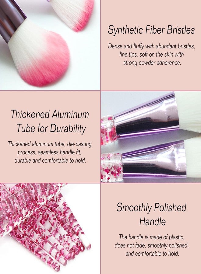 Jaasuee Bling Crystal Makeup Brush Set: 10-Piece Professional Glitter Brushes for Foundation, Concealer, Eye Shadow, Blush, Lip - Transparent Handles, Pink - Image 4