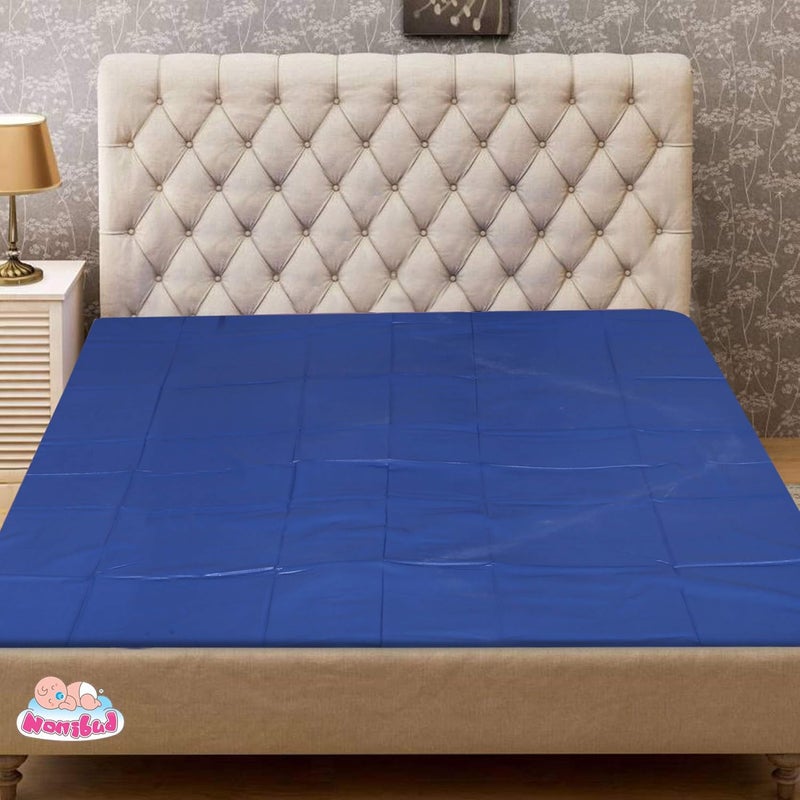 Nonibud PVC Baby Waterproof Plastic Sheet Double Bed King SizeBaby Adult Waterproof Protection Sheet For Mattress 75 X 65 Feet Navy Blue