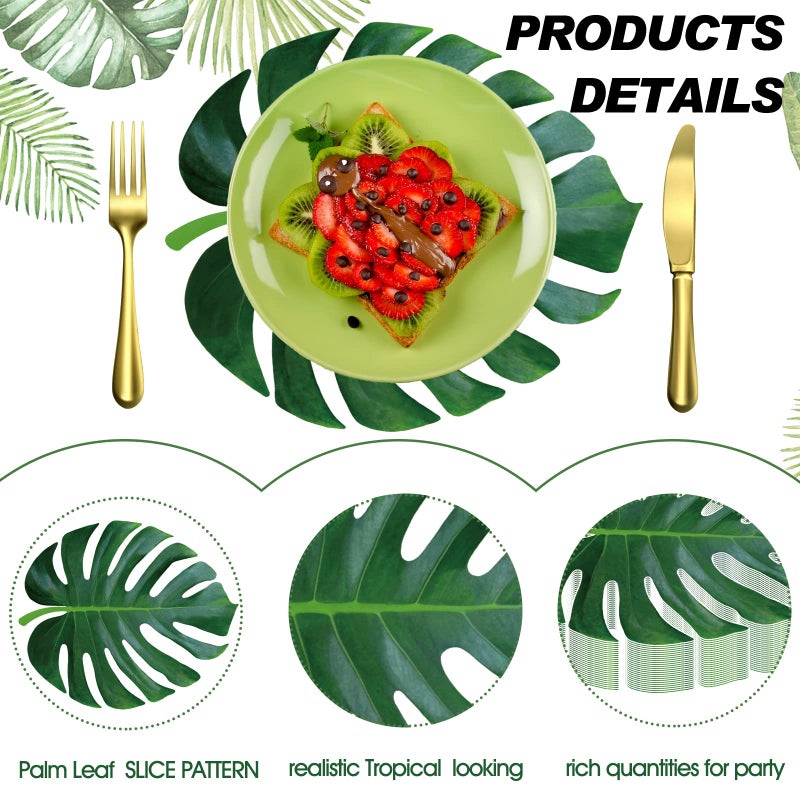 Sinmoe 100 Pack Disposable Paper Placemats Bulk 13 Inch Paper Charger Place Mat Party Charger Plates Table Place Mats for Dinner Wedding Birthday Baby Shower Spring Dining Tableware(Palm Leaf) - Image 3