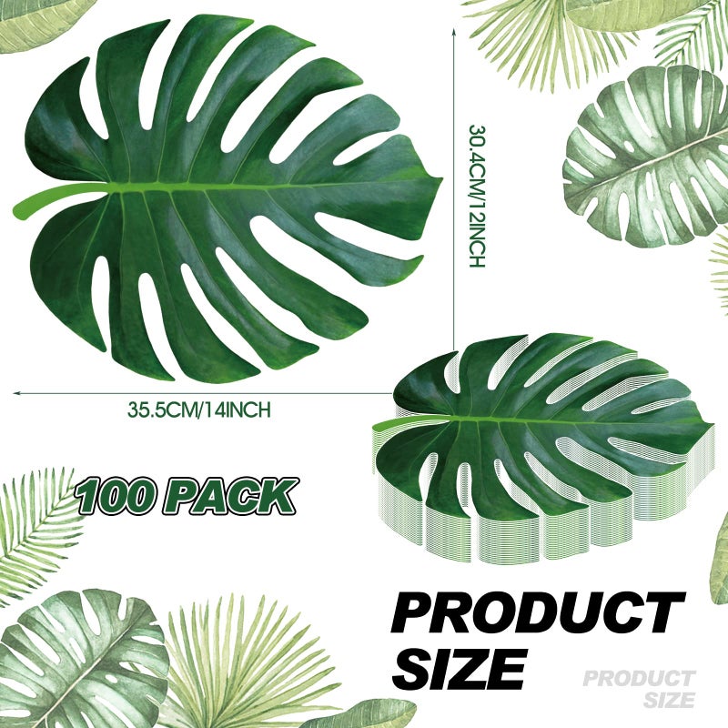 Sinmoe 100 Pack Disposable Paper Placemats Bulk 13 Inch Paper Charger Place Mat Party Charger Plates Table Place Mats for Dinner Wedding Birthday Baby Shower Spring Dining Tableware(Palm Leaf) - Image 4