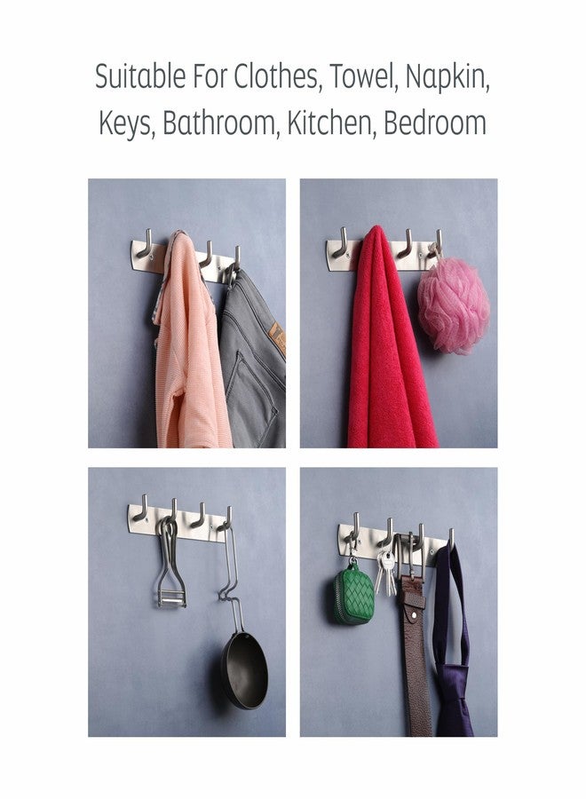LAPO 2 Pack Premium Stainless Steel Multipurpose Cloth Hook - 4 Hooks Door Wall Hook Hanger for Bathroom,Cloth Hanger,Door Hooks Rail, Key Holder, Matt Finish - Pack of 2 - Image 3