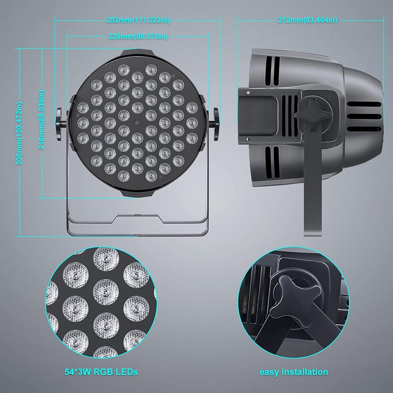 MLD PAR0054 54 أضواء بار LED ديسكو DJ غسيل ضوء حفلة DMX512 RGBW أضواء صاعدة ستروب تأثيرات إضاءة المسرح حجم 54 أضواء بار DJ لون RGB عبوة من 2 - Image 3