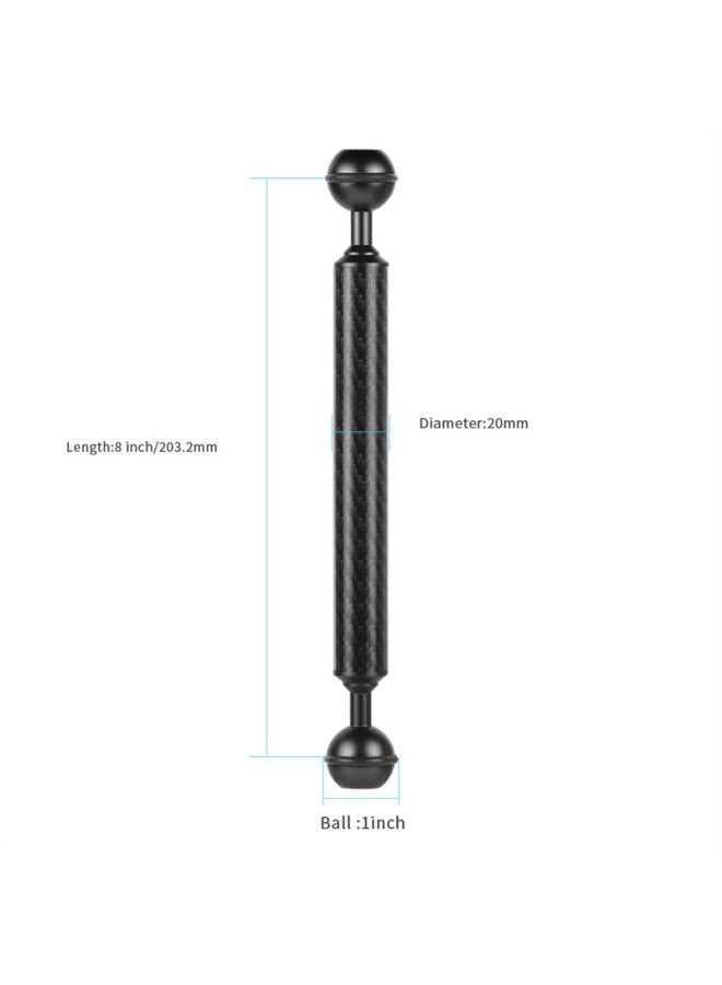 XINTE/XINTE Diving Photography Lamp Arm One-inch Double Ball Head Ultra Light Carbon Fiber Light Repair Connecting Arm Lengthened Transfer-Color:Black -8 Inches  - Image 1
