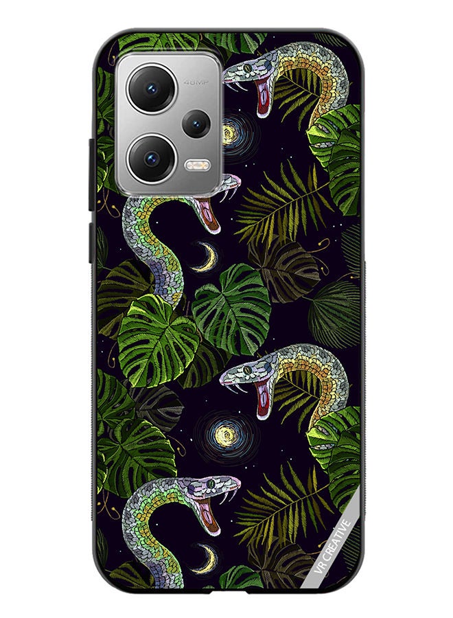 VR CREATIVE Protective Case Cover For Xiaomi Redmi Note 12 Embroidery Snakes, Night Sky And Tropical Palm Leaves Design Multicolour - Image 1