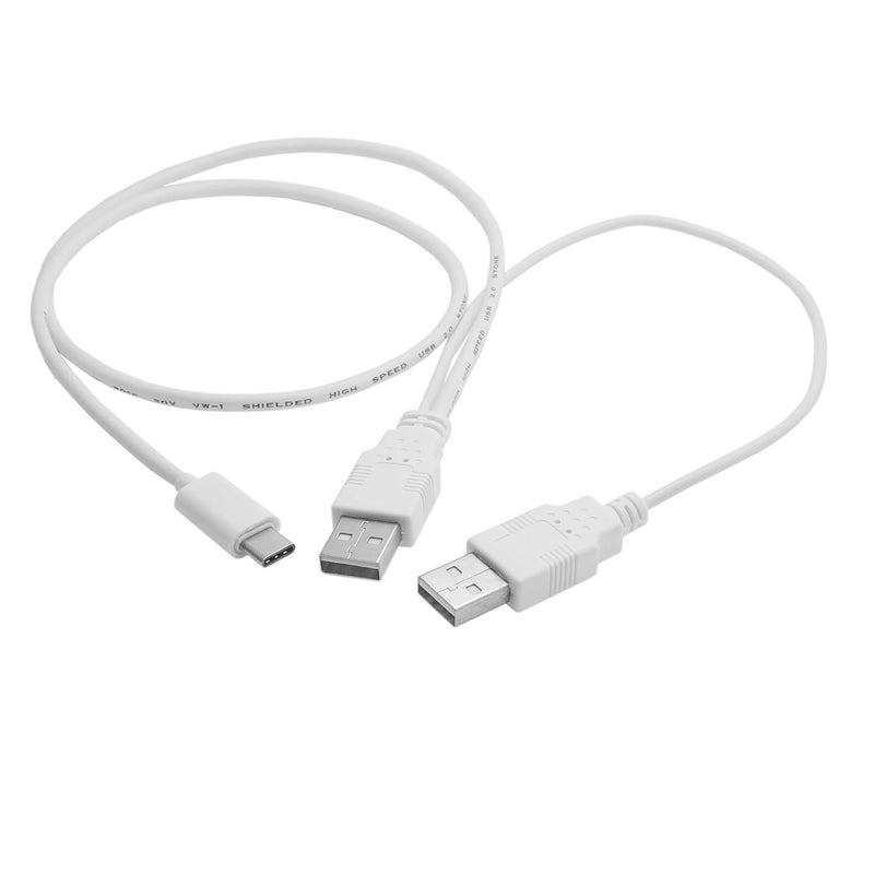 تشينيانغ كابل CY USB 3.1 Type C USB-C إلى ذكر مزدوج A مع طاقة إضافية لنقل البيانات للهاتف المحمول والقرص الصلب 60 سم أبيض - Image 1