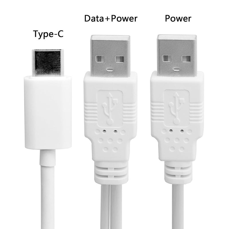 تشينيانغ كابل CY USB 3.1 Type C USB-C إلى ذكر مزدوج A مع طاقة إضافية لنقل البيانات للهاتف المحمول والقرص الصلب 60 سم أبيض - Image 4