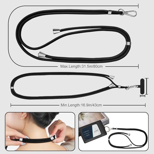 Meliya Phone Lanyard for Phone Case Adjustable Phone Strap Set for All Phone Case Universal Phone Neck Strap and Wrist Strap for Phone, Not Includes Phone Case(Black) - Image 3