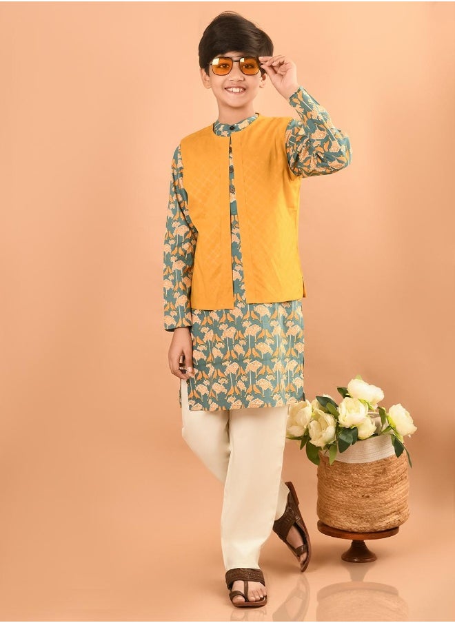 LILPICKS - Printed Kurta Pajama Set with Nehru Jacket - Image 1