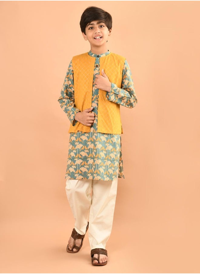 LILPICKS - Printed Kurta Pajama Set with Nehru Jacket - Image 1