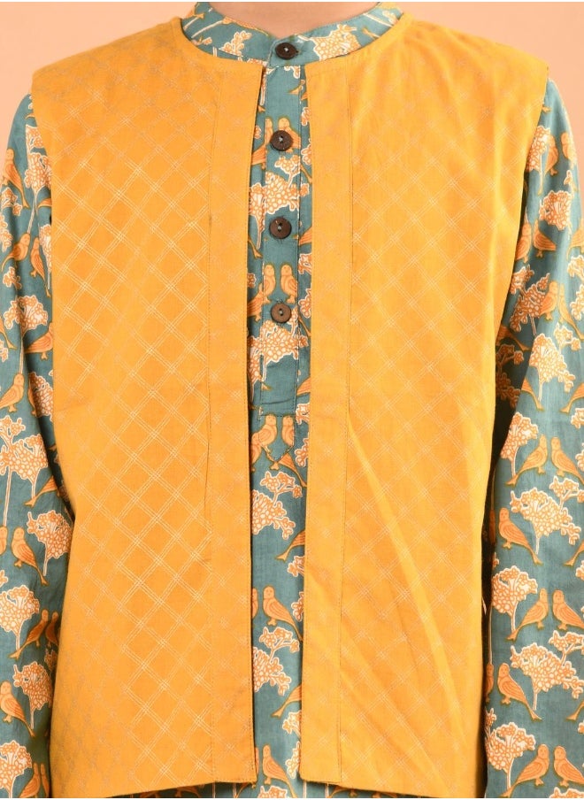 LILPICKS - Printed Kurta Pajama Set with Nehru Jacket - Image 1