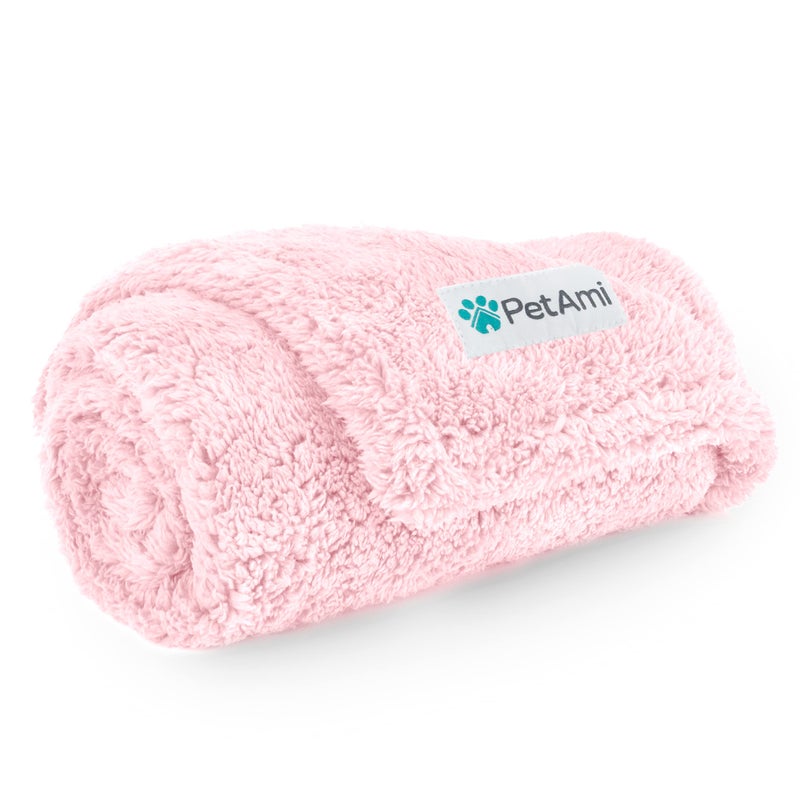 PetAmi Fluffy Waterproof Dog Blanket for Small Medium Dogs Soft Warm Pet Sherpa Throw Pee Proof Couch Cover Reversible Cat Puppy Bed Blanket Sofa Protector Plush Washable Pad Pink Blush 29x40