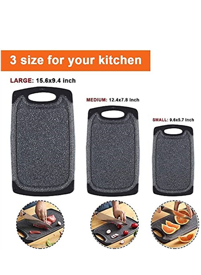 Excefore لوح تقطيع مطبخ (مجموعة من 3) ، مجموعات ألواح تقطيع احترافية ، ألواح تقطيع آمنة في غسالة الصحون غير قابلة للانزلاق ، مع منطقة طحن وأخاديد عصير ومقبض حمل وخالي من BPA - Image 2