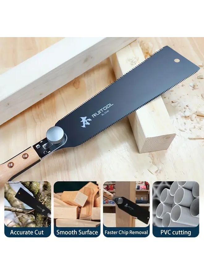 9 5 Inch Japanese Pull Saw Dual Sided Teflon Coated Blade Wooden Grip For Woodworking - Image 5