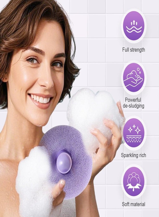 Pousbo Super Soft Sunflower Suction Cup Bath Ball, 2025 Upgraded Bath Sponge Cleaning Brush Exfoliating Bath Sponge Cleaning Brush, Multi-Color Mesh Pouf Sponge Mesh Shower Ball for Women, Men Shower (B - Image 3