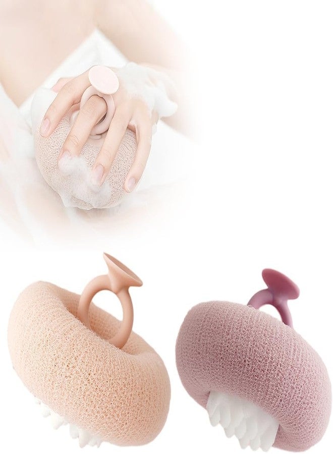 Pousbo Super Soft Sunflower Suction Cup Bath Ball, 2025 Upgraded Bath Sponge Cleaning Brush Exfoliating Bath Sponge Cleaning Brush, Multi-Color Mesh Pouf Sponge Mesh Shower Ball for Women, Men Shower (B - Image 1