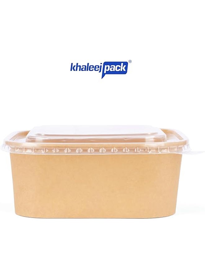Khaleej Pack Kraft Salad Bowl with Lid [1200ml - 40oz, Pack of 10], Disposable Bowls with Lids,100% Eco-friendly, Biodegradable, Microwave Safe, Heavy Duty, Takeaway Container for Party, Dessert - Image 2