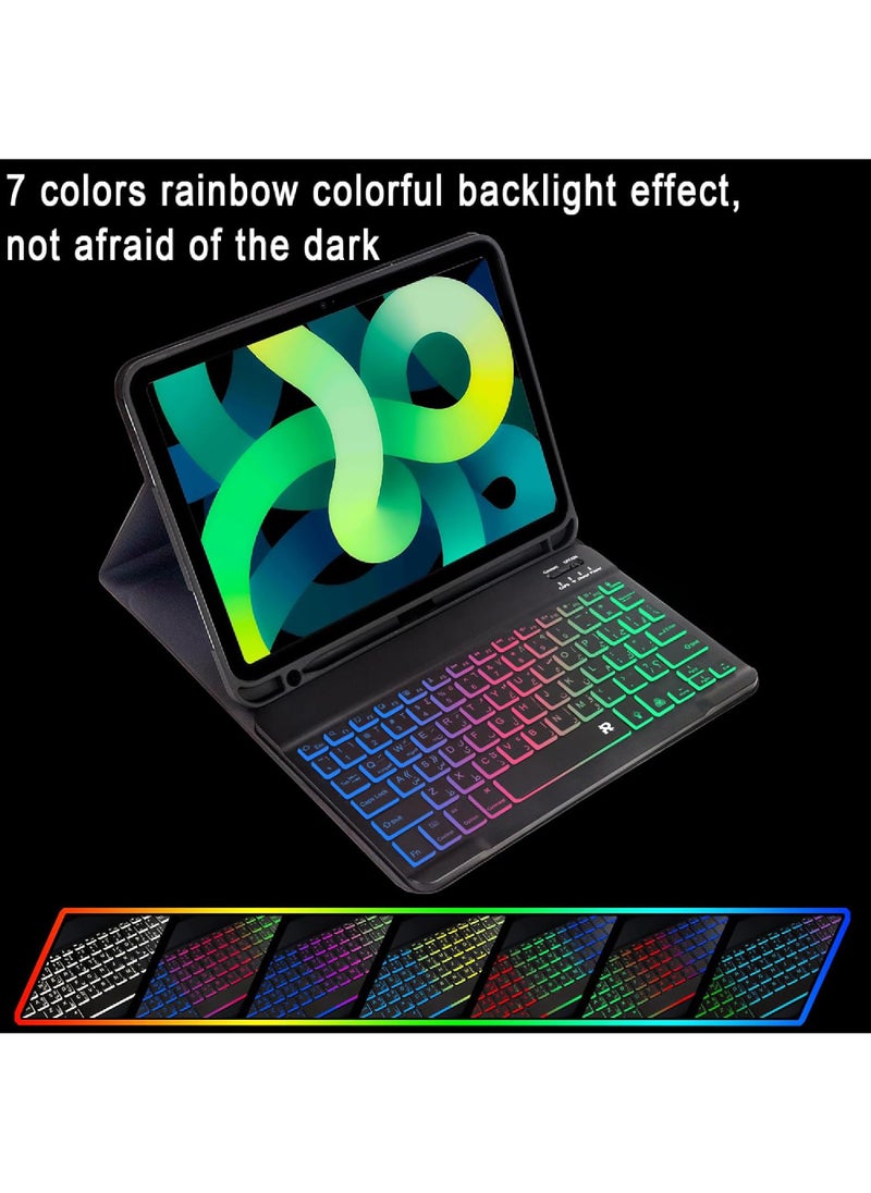 Rock Pow Keyboard Case for iPad Air 13-inch (M3/M2, 2025/2024), iPad Pro 12.9-inch (6th2022/5th2021/4th2020/3th2018), Detachable 7-Color Rainbow Backlit Keyboard with Magnetic Type-C Charging Cover for iPad Air 13-inch 2025/2024 and Pro 12.9-inch (2022-2018)  - Image 4