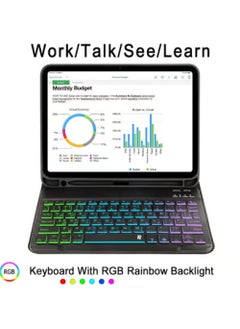 Rock Pow Keyboard Case for iPad Air 13-inch (M3/M2, 2025/2024), iPad Pro 12.9-inch (6th2022/5th2021/4th2020/3th2018), Detachable 7-Color Rainbow Backlit Keyboard with Magnetic Type-C Charging Cover for iPad Air 13-inch 2025/2024 and Pro 12.9-inch (2022-2018)  - Image 3
