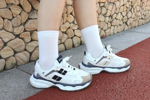 SERISIMPLE Women Thin Viscose Bamboo Socks Crew Lightweight Above Ankle Casual Dress Sock For Ladies Bootie Trouser 5 Pairs (White, Large) - Image 5