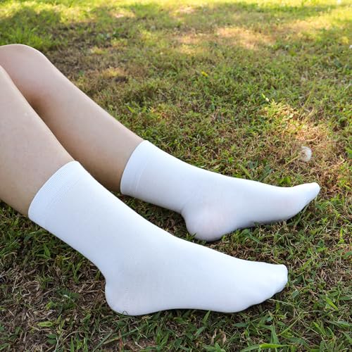 SERISIMPLE Women Thin Viscose Bamboo Socks Crew Lightweight Above Ankle Casual Dress Sock For Ladies Bootie Trouser 5 Pairs (White, Large) - Image 4